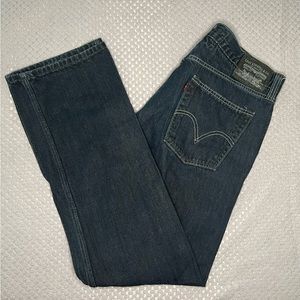 Levi's 514 Slim Straight Dark Wash Purple/Black Checkered Pockets Retro Jeans